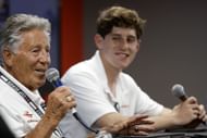 Mario Andretti and Nick Sanchez in a press conference